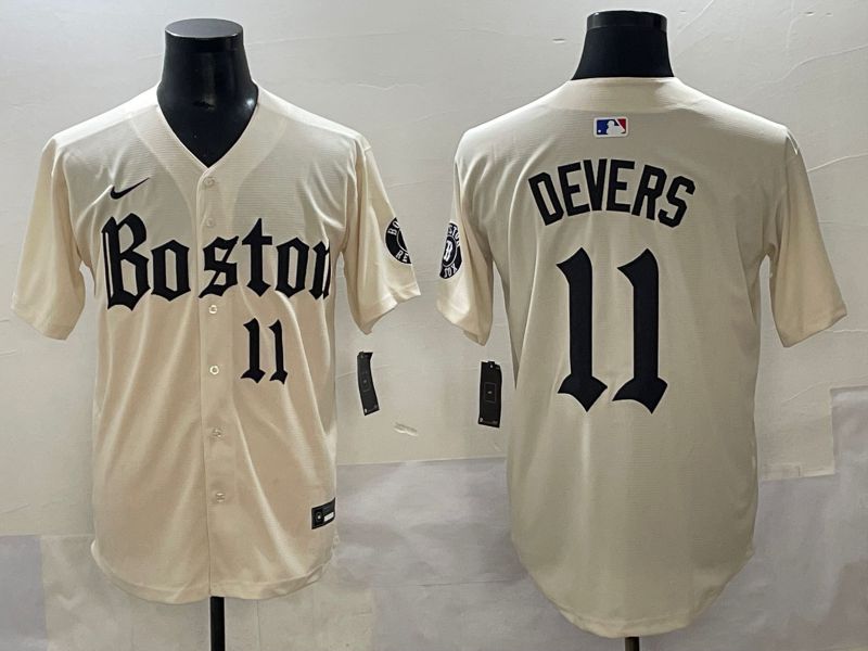 Men 2025 Boston Red Sox #11 Devers Cream Five generations Joint Name Nike MLB Jersey style 9->boston red sox->MLB Jersey